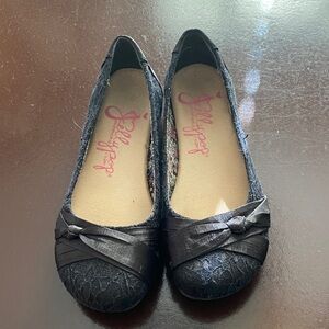 Jellypop Black Textured Flats with Bow